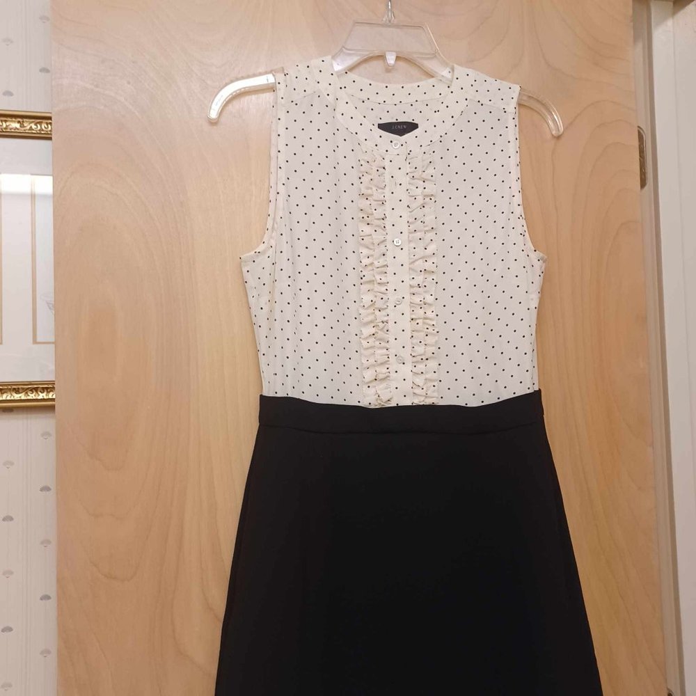 J.Crew white polka dot ruffle dress S 4